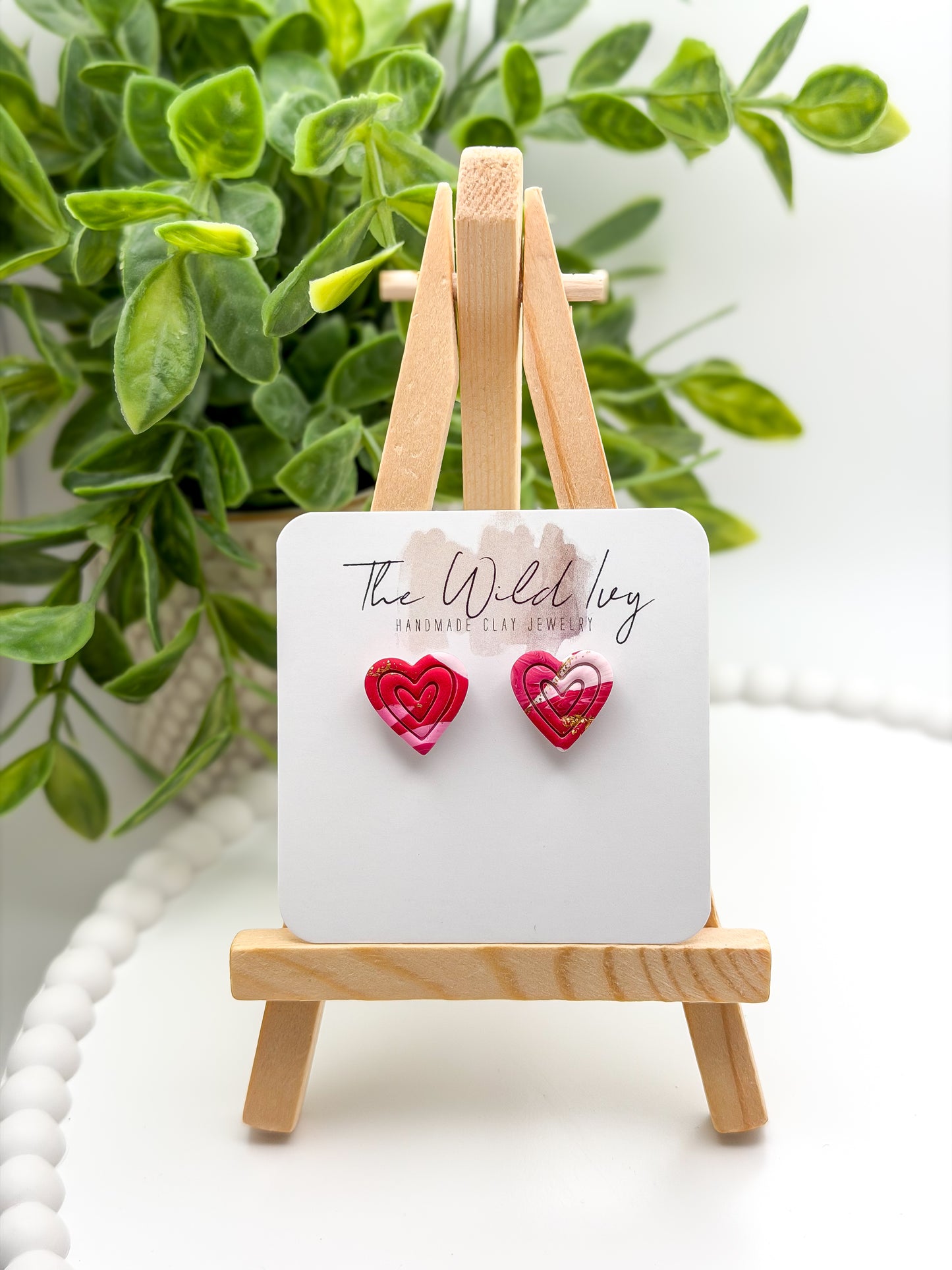 Marble Heart Studs