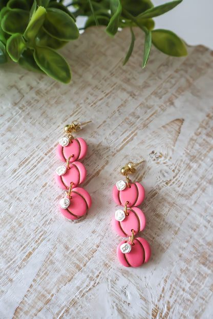 Pink Floral Pumpkin Stack Dangles