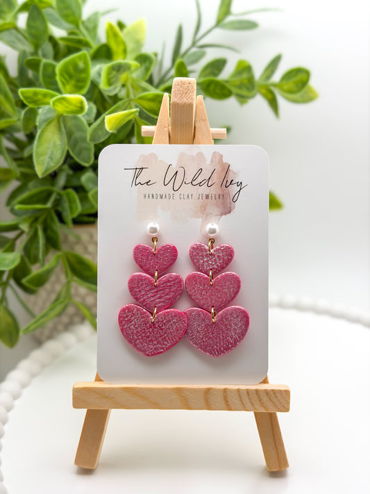 Pink Chrome Heart Dangles