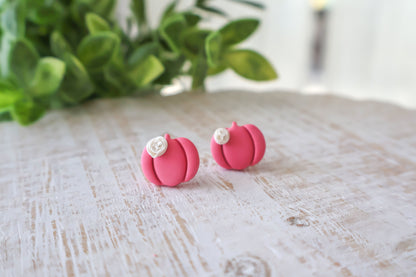 Floral Pink Pumpkin Studs