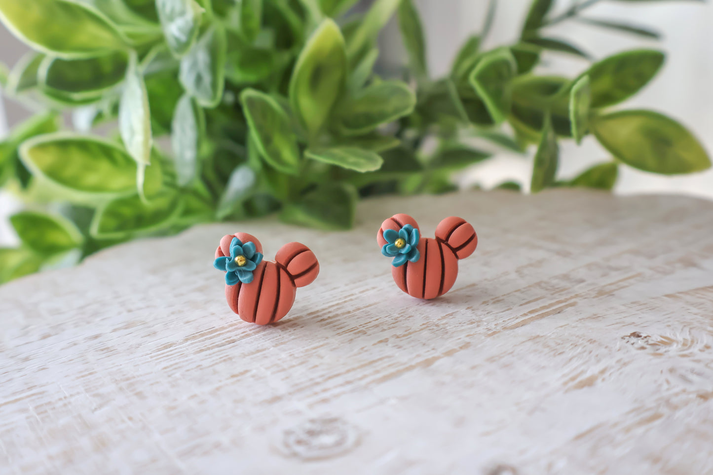 Floral Mickey Pumpkin Studs
