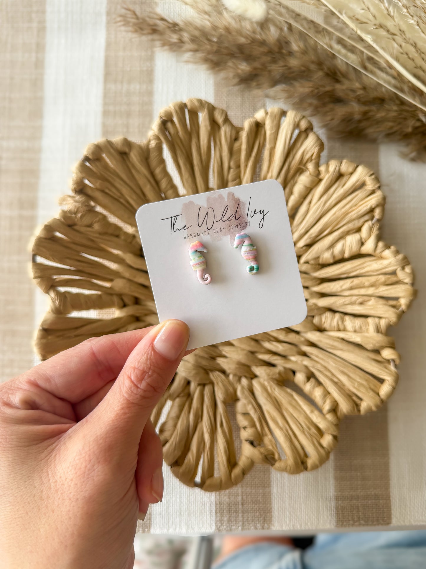Cotton Candy Tides - Seahorse Studs