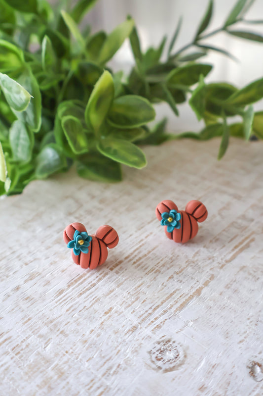 Floral Mickey Pumpkin Studs