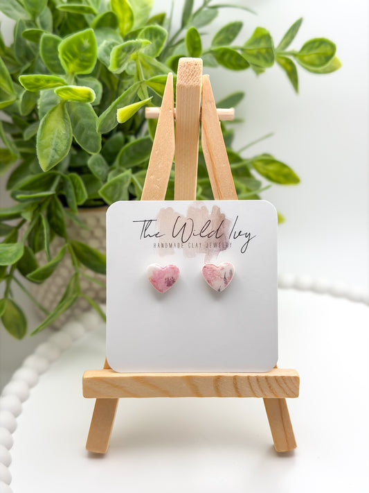 Vintage Floral Heart Studs