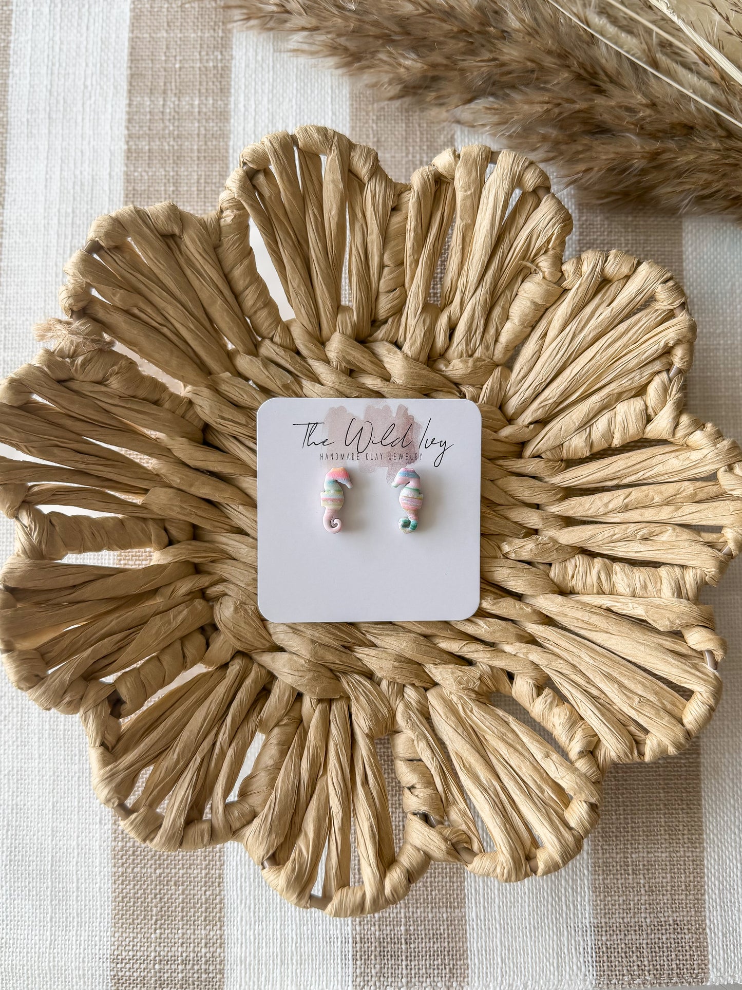 Cotton Candy Tides - Seahorse Studs